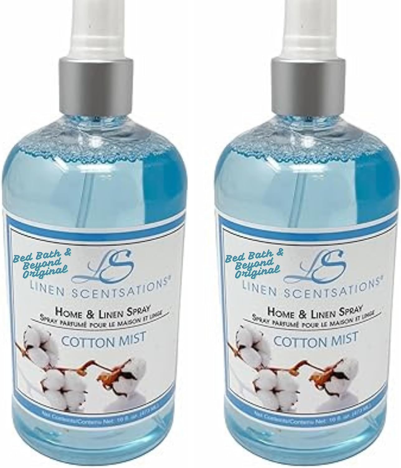 Linen Scentsations Fabric and Linen Spray 2 Pack, Cotton Mist - Odor Eliminator & Air Freshener for Bedding, Clothes, Room & Pillow, 16oz x2 (32oz Total)