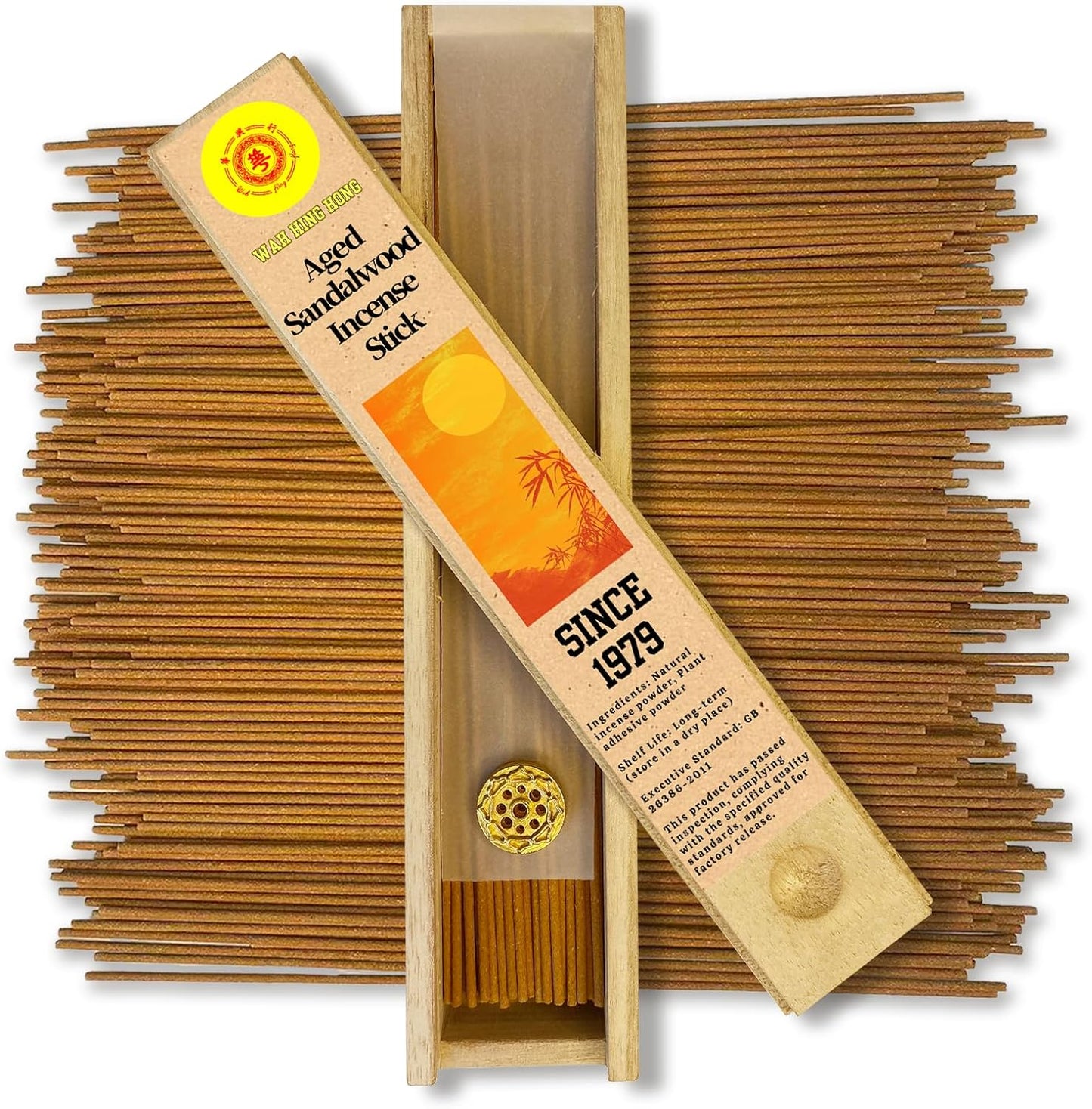 Sandalwood Incense Sticks - 120 Core-Free Low Smoke Incense with Brass Holder for Aromatherapy, Meditation, Yoga - Pet Friendly Eco-Friendly Gift Set - Pure Scent 45-60 Burn Time