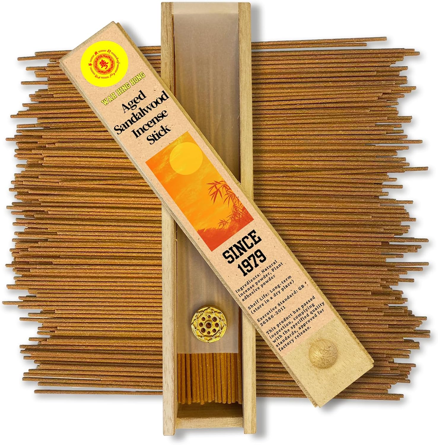 Sandalwood Incense Sticks - 120 Core-Free Low Smoke Incense with Brass Holder for Aromatherapy, Meditation, Yoga - Pet Friendly Eco-Friendly Gift Set - Pure Scent 45-60 Burn Time
