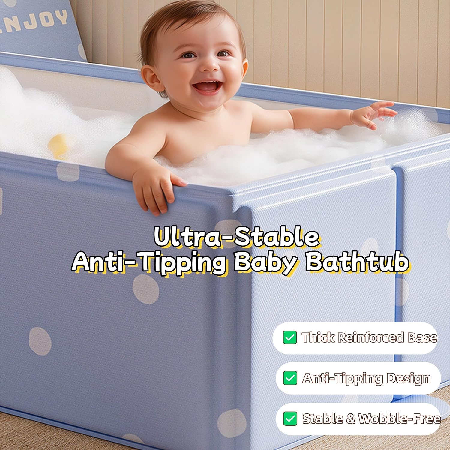 Foldable Bathtub30" Foldable Collapsible tub Portable Bathtub for Bathroom Folding SPA Tub for Shower Stall, Ideal for Small Spaces - Effortless Folding Tub (Blue)
