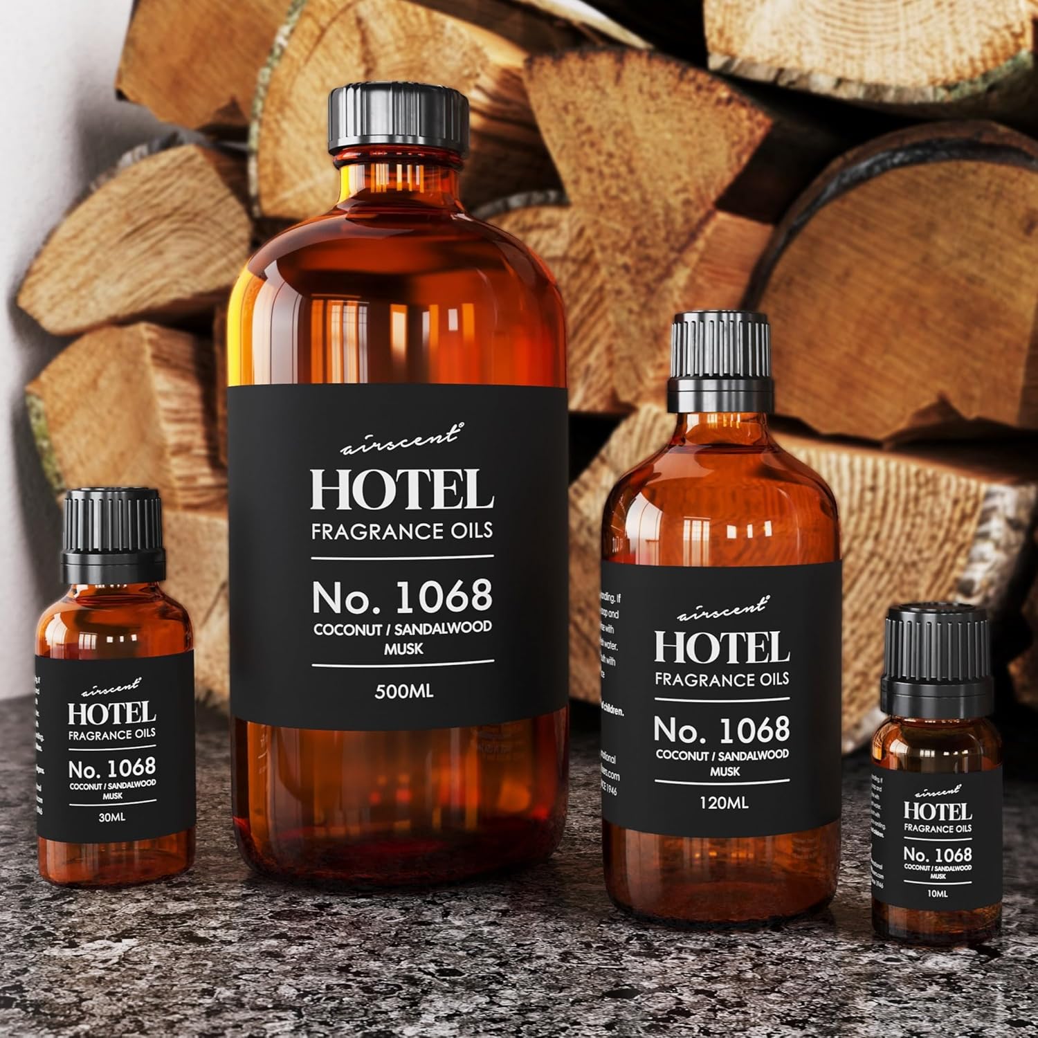 AirScent Hotel Diffuser Oil No. 1068 - Coconut Pina Colada Sandalwood - Premium Fragrance Oil for Ultrasonic and Waterless Diffusers and Crafting - 10 mL, 0.34 fl oz Glass Dropper Bottle