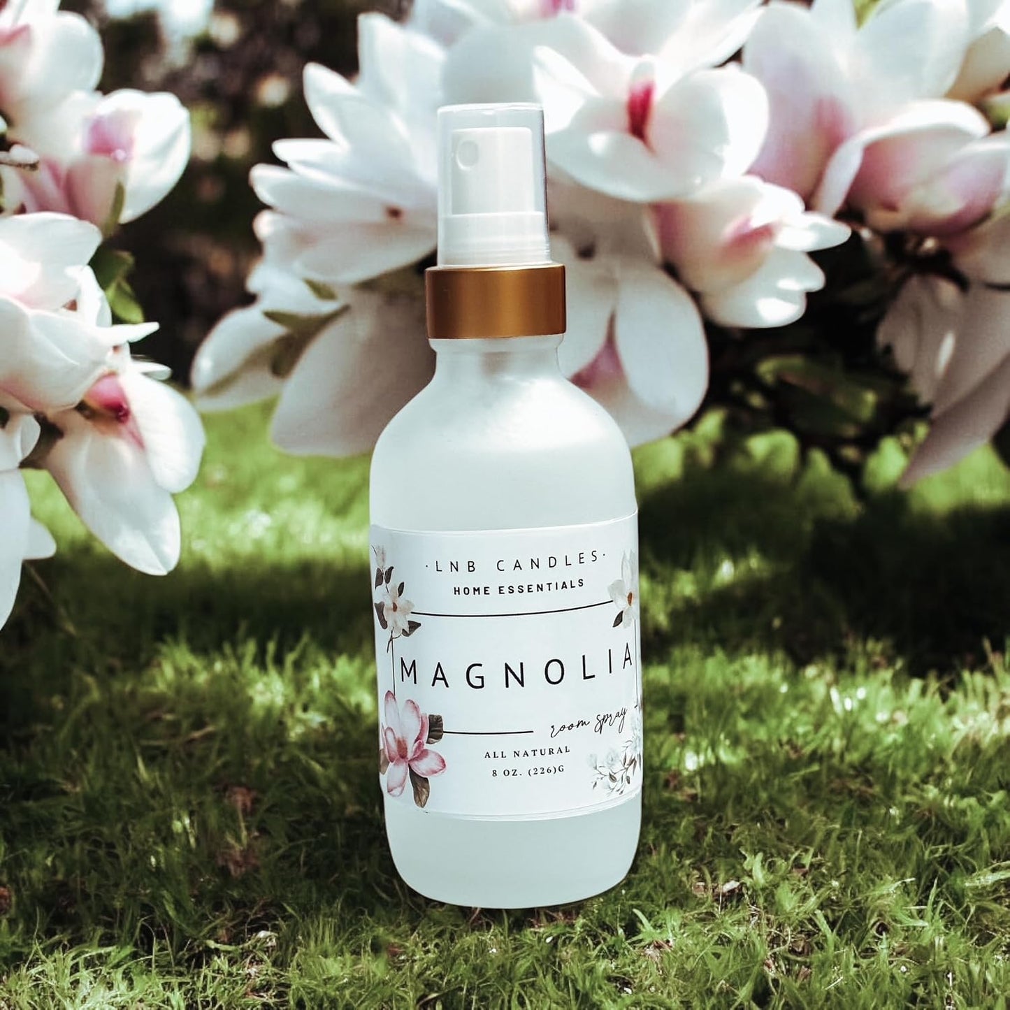 Magnolia Scent Natural Room Linen Spray Fragrance Mist Clean Ingredients Essential Oils Made In USA Air Freshener Interior Long Lasting Scent Pet Friendly Pillow Bedding Bathroom Floral