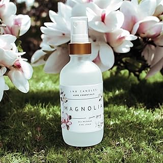 Magnolia Scent Natural Room Linen Spray Fragrance Mist Clean Ingredients Essential Oils Made In USA Air Freshener Interior Long Lasting Scent Pet Friendly Pillow Bedding Bathroom Floral