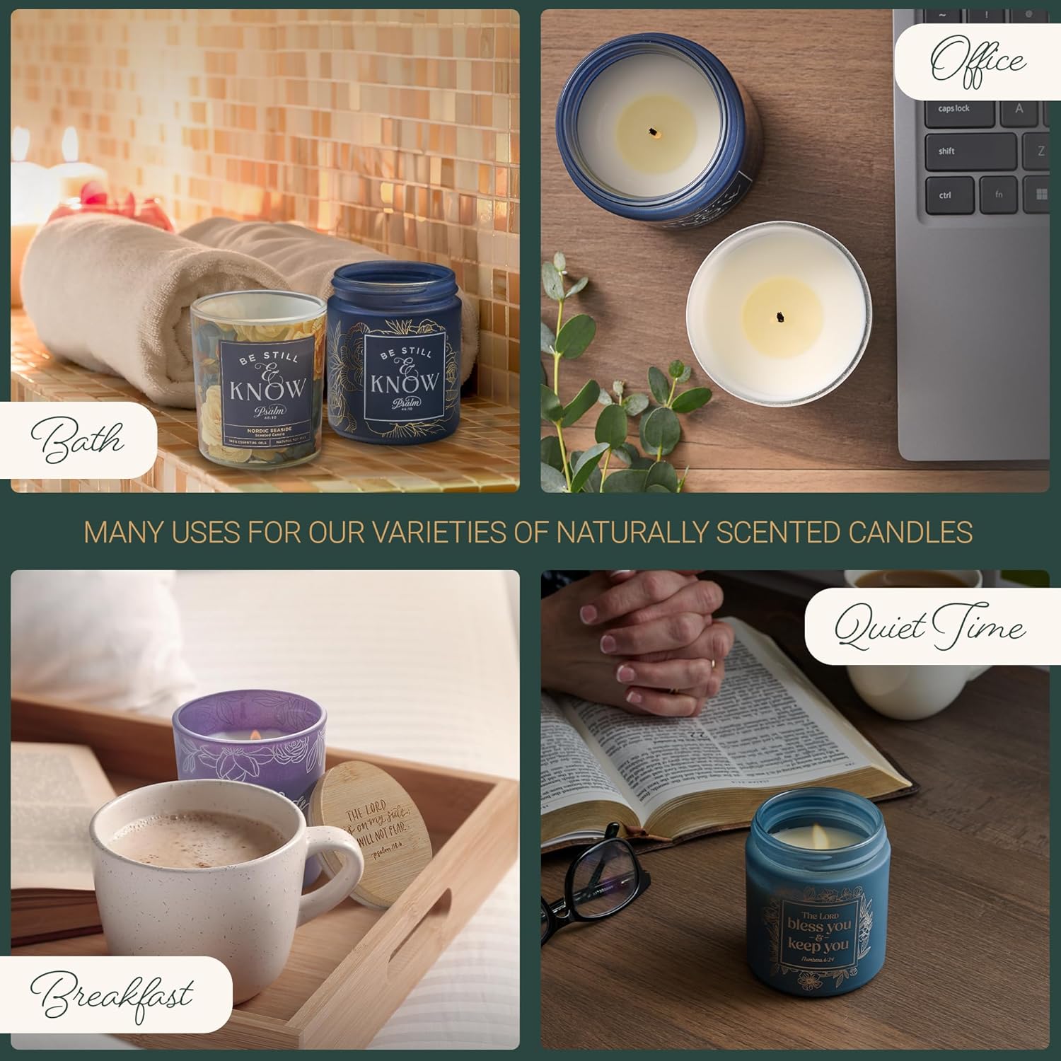 Christian Art Gifts Soy Wax Scented Candle: Lavender & Sage Scent, Psalm 118:6 Bible Verse, Pure Essential Oils, 4.5 oz, Up to 20 Hours Burn Time, Glass Jar w/Bamboo Lid, Encouragement Gift for Women