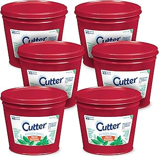 Cutter Candle, 17 Ounces, Outdoor Candle Made with Real Citronella Oil and Cornmint Oil Reduces The Presence of Mosquitoes with A Light, Fragrant Citronella and Mint Scent, 6 Pack