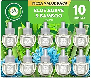 Air Wick Plug-In Scented Oil Refills, 10 Count, Fresh Linen, Blue Agave and Bamboo, Air Freshener, Essential Oils, Eco Friendly