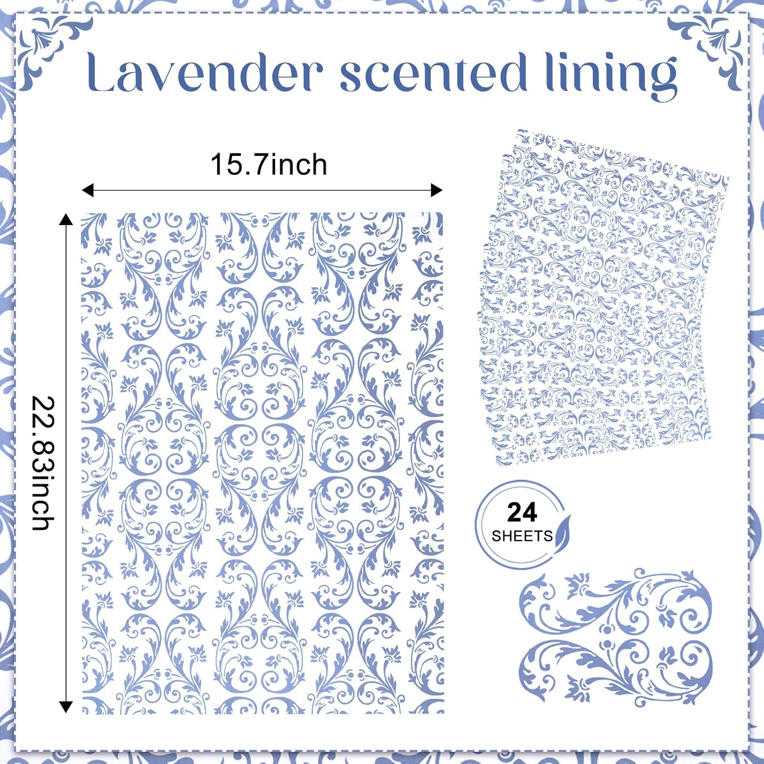 Geelin 24 Sheets Scented Drawer Liners for Dresser Non Adhesive Drawer Paper Sheets Fragrant Paper Liner for Shelf Closet Dresser Home Bedroom(Modern Style)