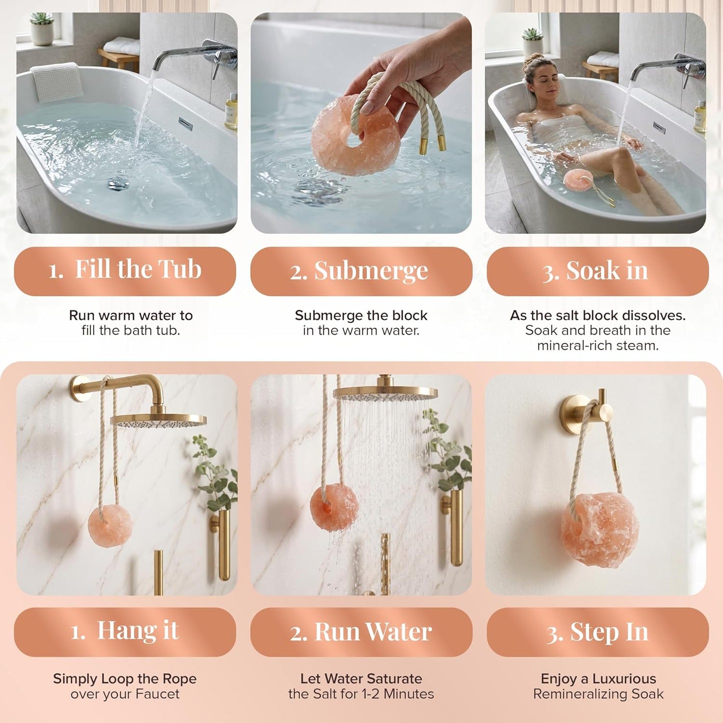 UMAID Himalayan Pink Salt Rock for Shower & Bath – Salt Buddy® 2 lb Hanging Mineral Stone for Spa-Inspired Relaxation, Self-Care & Bath Soaks, Unique Wellness & Home Spa Gifts for Men & Women