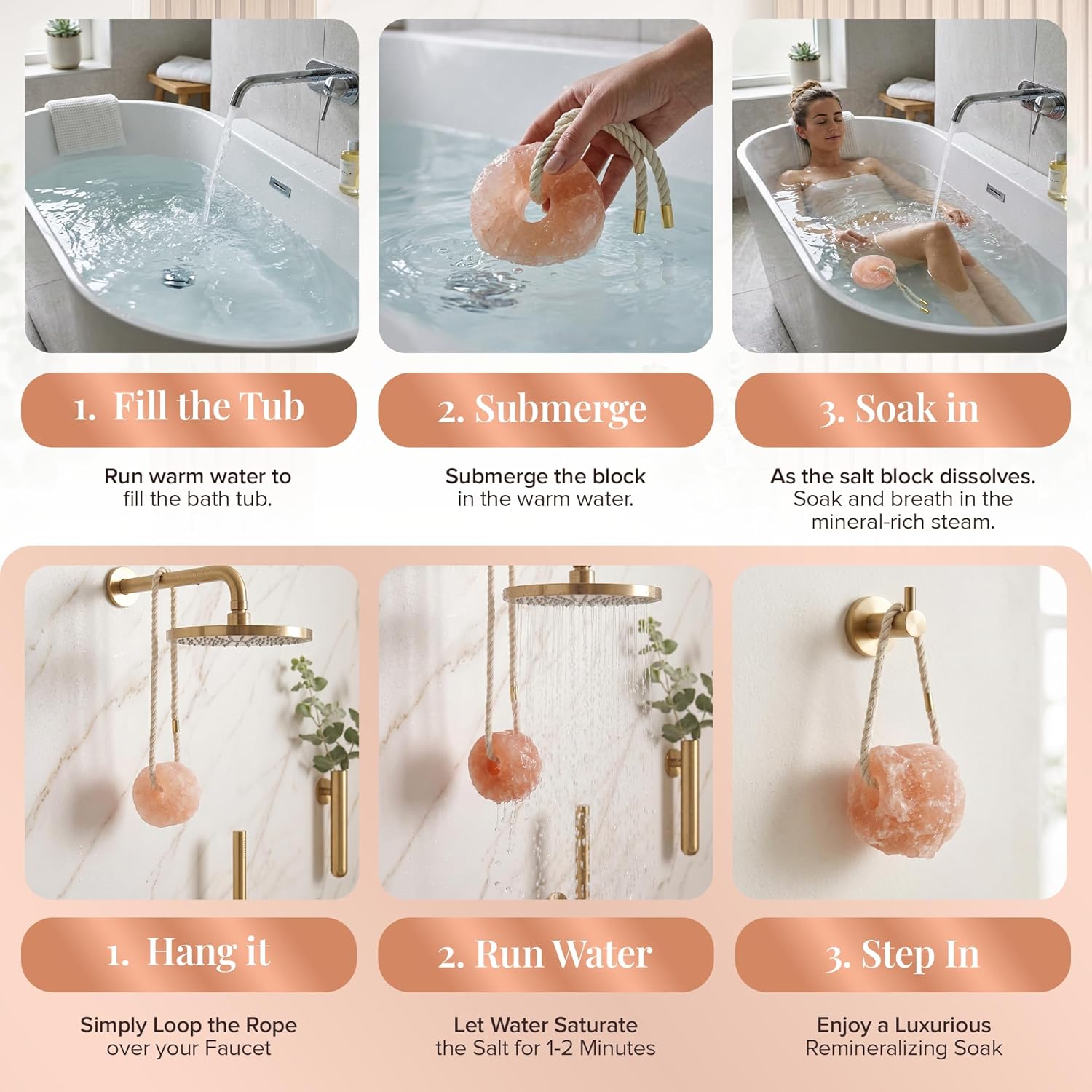 UMAID Himalayan Pink Salt Rock for Shower & Bath – Salt Buddy® 2 lb Hanging Mineral Stone for Spa-Inspired Relaxation, Self-Care & Bath Soaks, Unique Wellness & Home Spa Gifts for Men & Women
