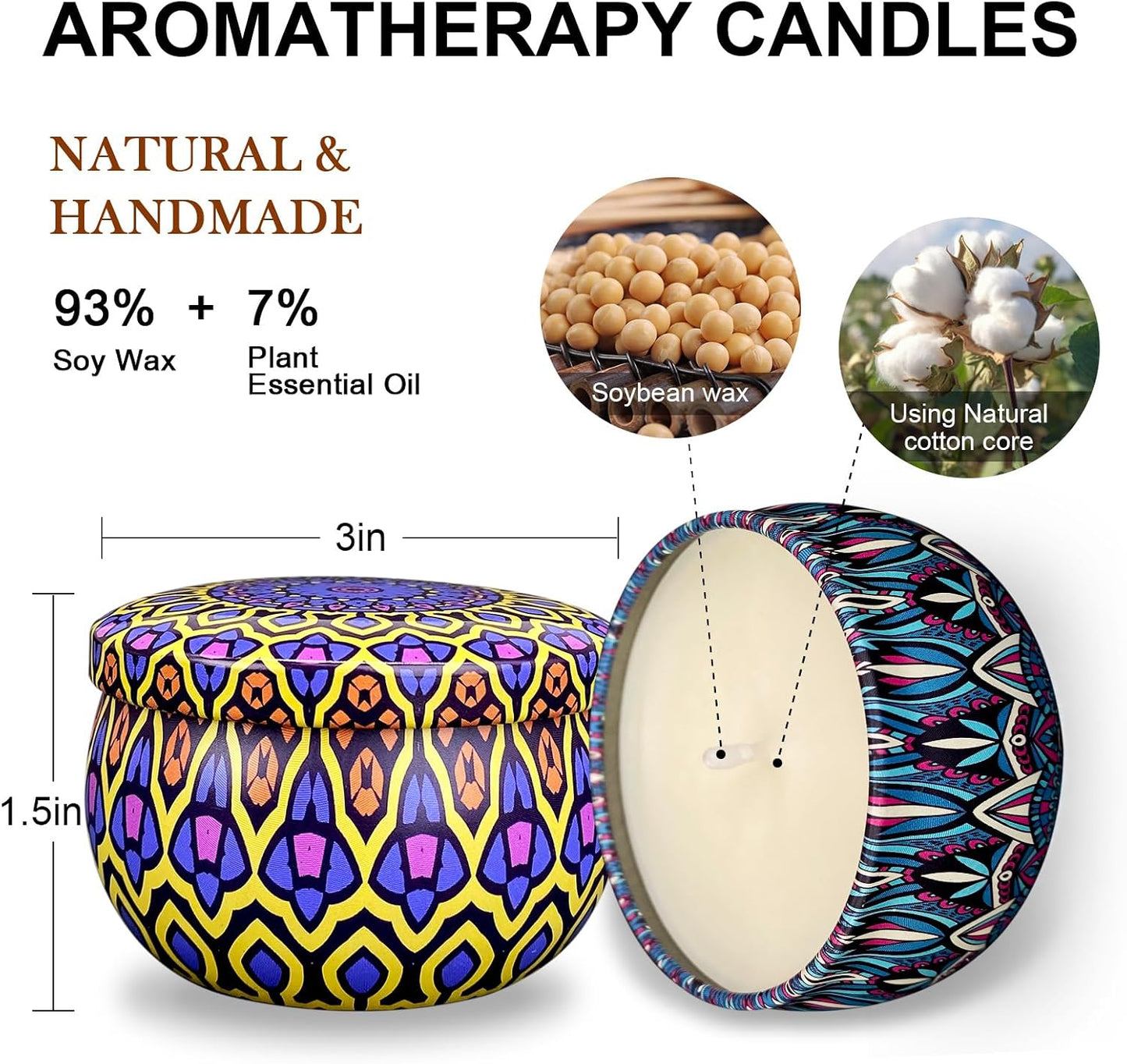 Scented Candle Gift Set, 12 Pack, 300 Hour Long Lasting Soy Wax Fragrance Set, Birthday for Women with Gifts Box.