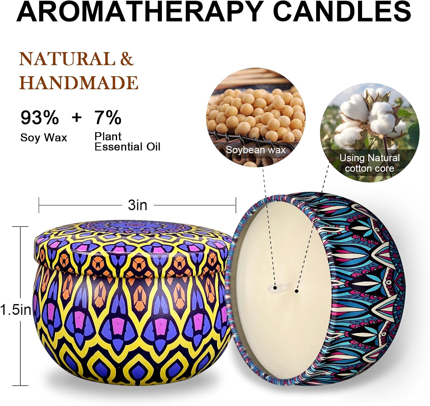 Set of 24 Small Scented Candles Soy Wax Aromatherapy Candles 2.5 OZ Portable Tin Candles with Lid, Relaxation Gifts Basket for Mother, Women, Friends and Coworkers
