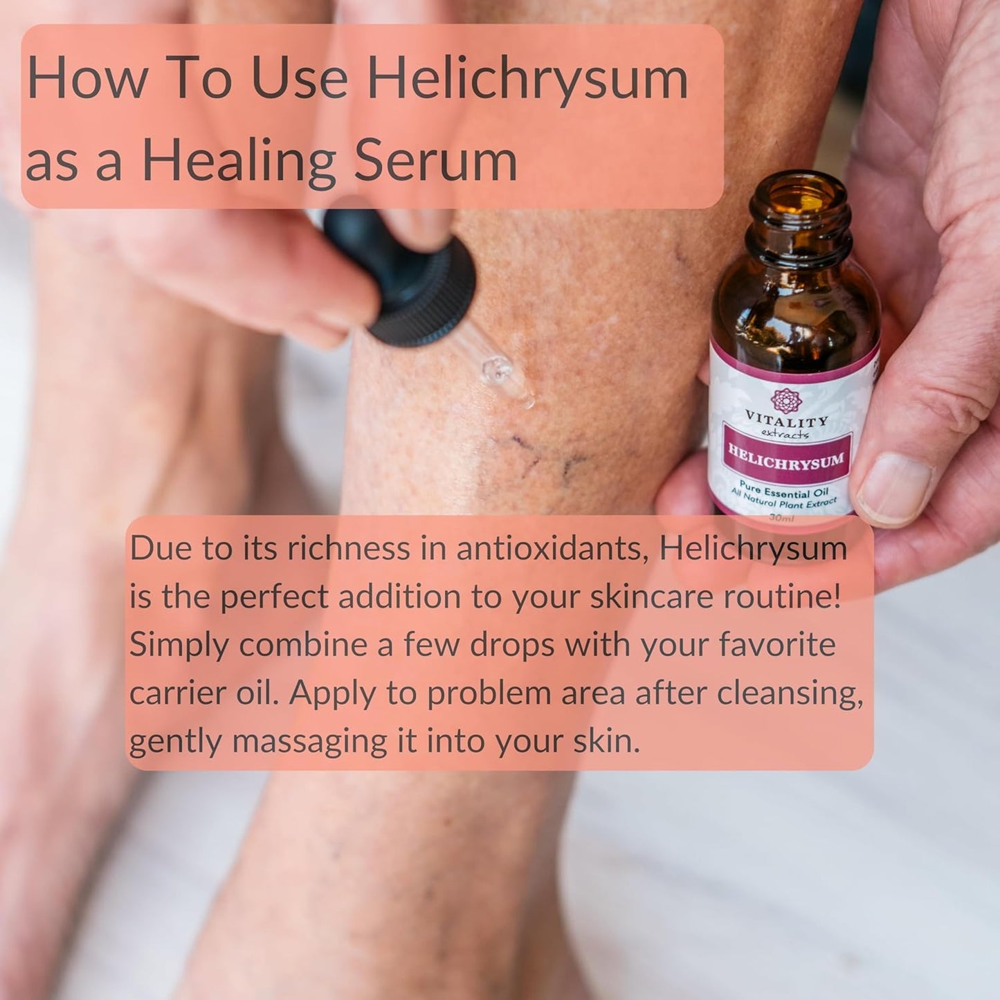 Vitality Extracts Helichrysum Essential Oil - 10ml, Helichrysum Gymnocephalum, Aromatherapy, Skin Care, Happy, Stress Relief, Aches Relief