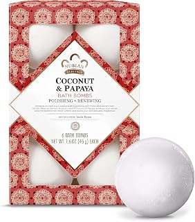 Nubian Heritage Bath Bombs Coconut and Papaya Renewing Bath and Body Products 1.6 oz 6 Count