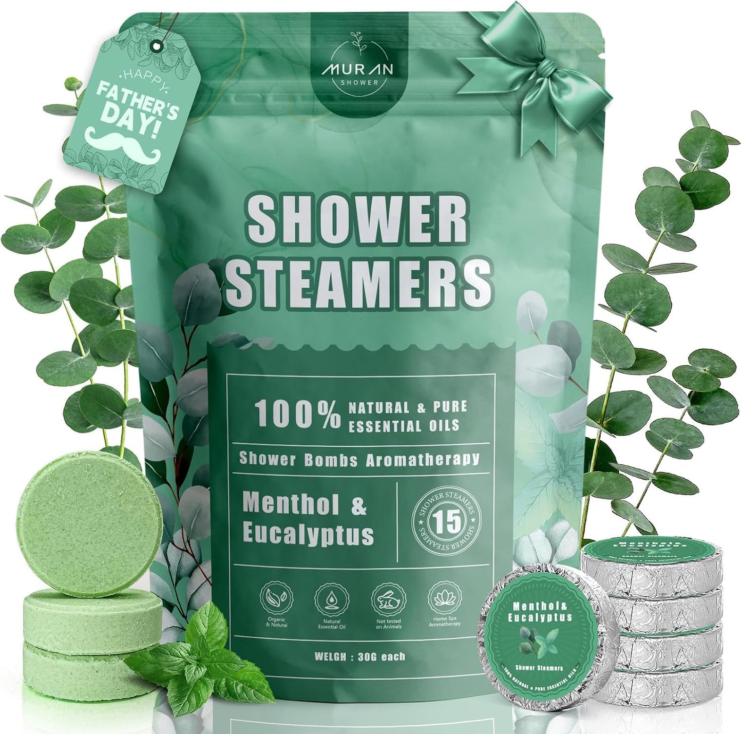 Shower Steamers Aromatherapy 15-Pack Shower Bombs Gifts for Wife, Fathers Day Organic Menthol & Eucalyptus for shower Natural Essential Oil,CNA Week Gifts for Mom Dad Wife Women Men Bath Stress Relief