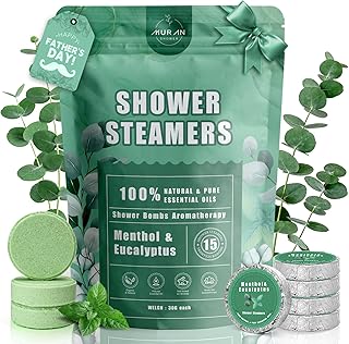 Shower Steamers Aromatherapy 15-Pack Shower Bombs Gifts for Wife, Fathers Day Organic Menthol & Eucalyptus for shower Natural Essential Oil,CNA Week Gifts for Mom Dad Wife Women Men Bath Stress Relief