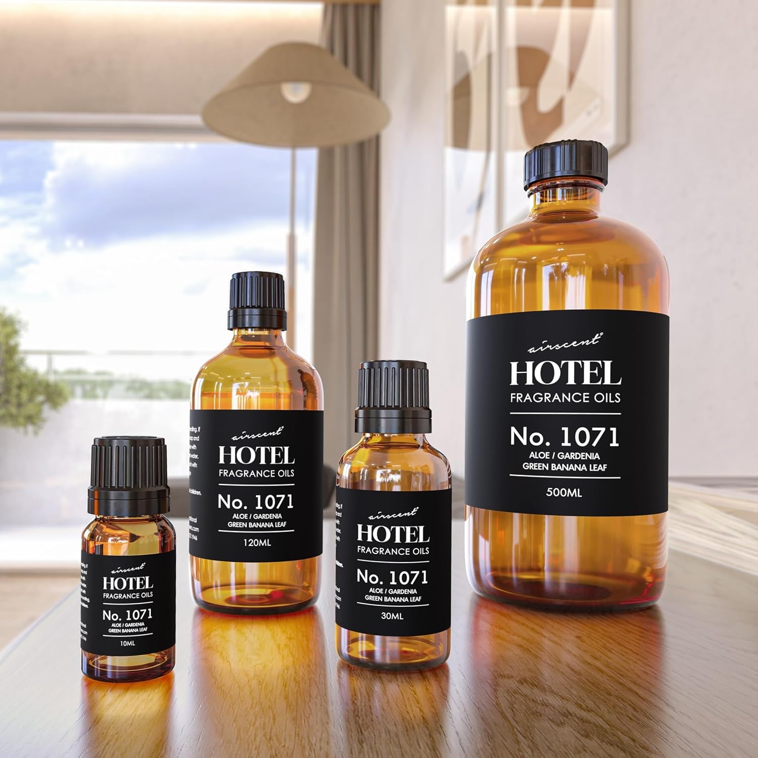 AirScent Hotel Diffuser Oil No. 1071 - Aloe, Gardenia, Green Banana Leaf - Premium Fragrance Oil for Ultrasonic and Waterless Diffusers and Crafting - 10 mL, 0.34 fl oz Glass Dropper Bottle