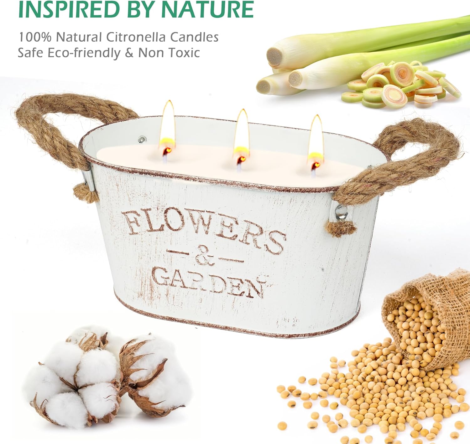 Citronella Candles Outdoor, 2 Packs Large Citronella Candles for Garden, 3-Wick Natural Soy Wax Lemongrass Candle, 140 Hours Long Lasting Burning Candle for Patio Yard Home Balcony Camping