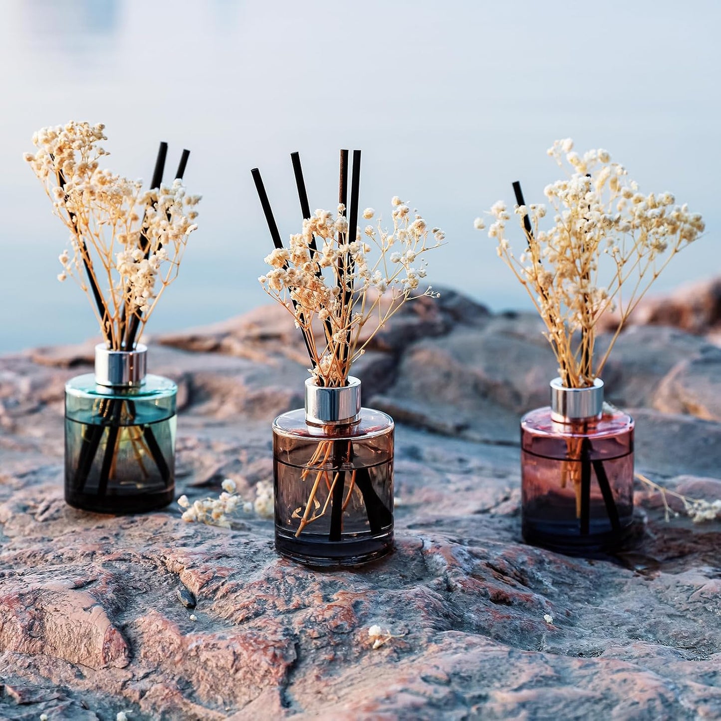 Brakula 3 Pack Reed Diffuser, Oil Diffuser Sticks, Fresh Linen, Eucalyptus&Wild Mint, Lavender Vanilla (4 fl oz Each Pack), Home Fragrance with 18 Sticks, Home Decor, Reed diffusers for Home