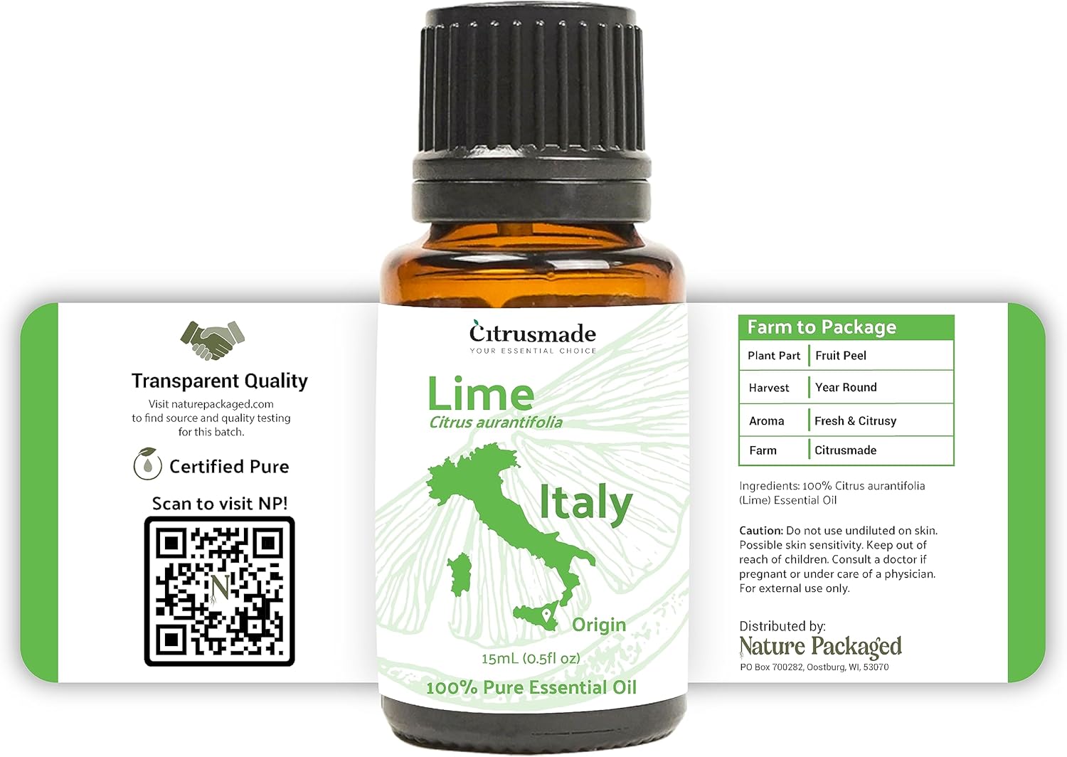Lime Essential Oil - Direct from Citrusmade in Sicily- Pure Essential Oils for Diffusers and Aromatherapy in The Mediterranean - 100% Pure Therapeutic Grade (2LBS)