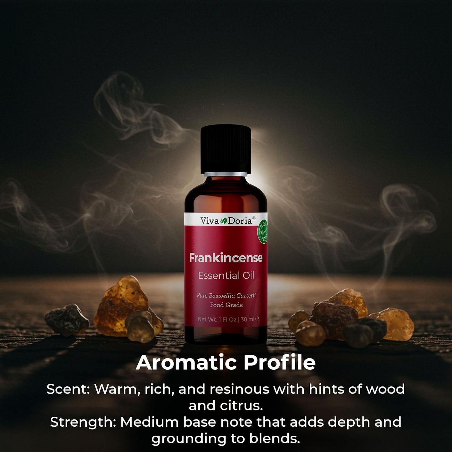 Viva Doria Frankincense Essential Oil, 100% Pure, Natural Essential Oil, Undiluted, for Aromatherapy | Food Grade, 30 mL (1 Fluid Ounce)