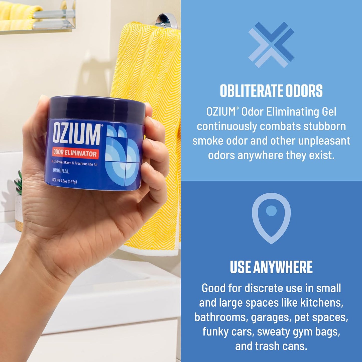 Ozium 8 Oz. 1 Pack Odor Eliminating Gel for Homes, Cars, Offices and More