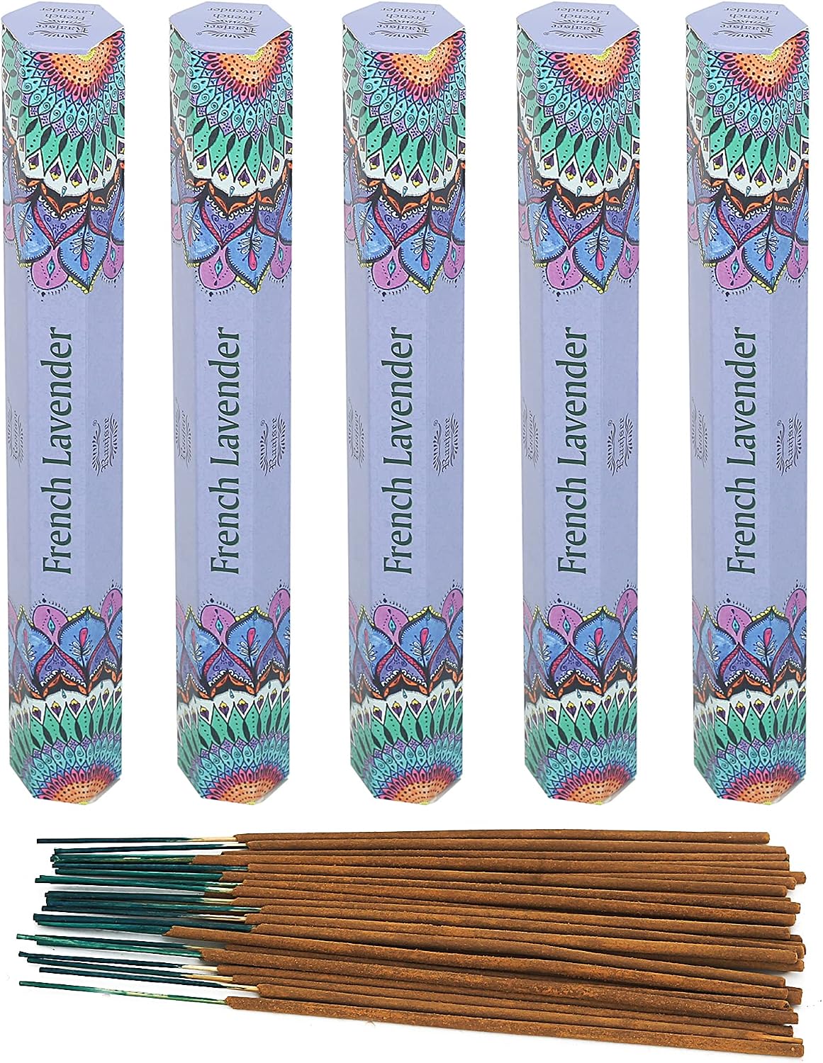 Raajsee Lavender Incense Sticks 15 Sticks x 5 Pack -100% Pure insense Organic Natural- Hand Rolled Free from Chemicals -incent Stick Perfect for Church Aromatherapy, Stress Relief, Meditation