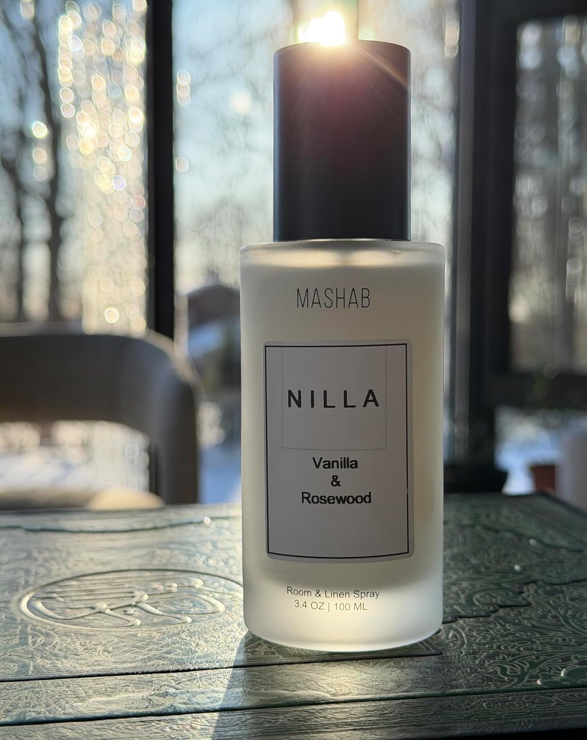 NILLA by MASHAB - All-Natural Vanilla & Rosewood Luxury Nonalcohol Linen & Room Spray | Aromatic Mist | Premium Glass Bottle (100 mL) Gift for Birthday Anniversary Mothers Day