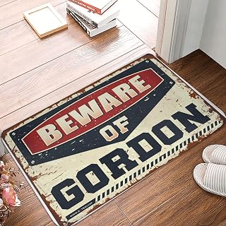 Waterproof Outdoor Mat Beware of Gordon - Furry | Foot/Foam Kitchen Standing - Bubble Bath Mat Tub Spa Massager for Plush Bathroom, Fluffy Area(65X90CM)