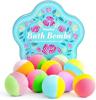 Bath Bomb Gift Set – 10 Handmade Bath Bombs with Natural Ingredients, 5 Aromatic Scents, Relaxing Spa Bombs for Women, Men, and Kids, Best Birthday Gifts for Stress Relief and Relaxation