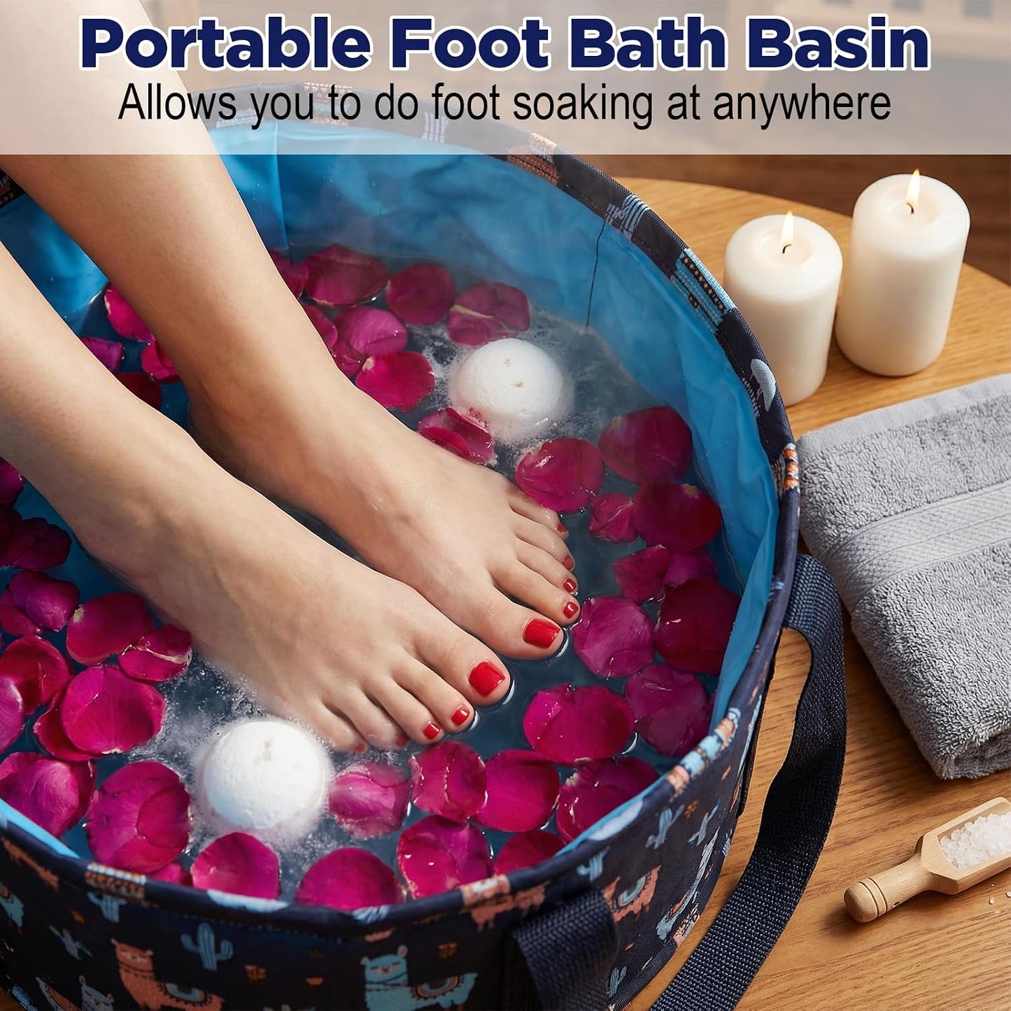 Yolev Foot Bucket for Soaking Feet Portable Foot Bath Basin 7.2 Inches High Travel Foot Tube for Soaking Feet Home Pedicure & Outdoor Camping Washing (Blue)