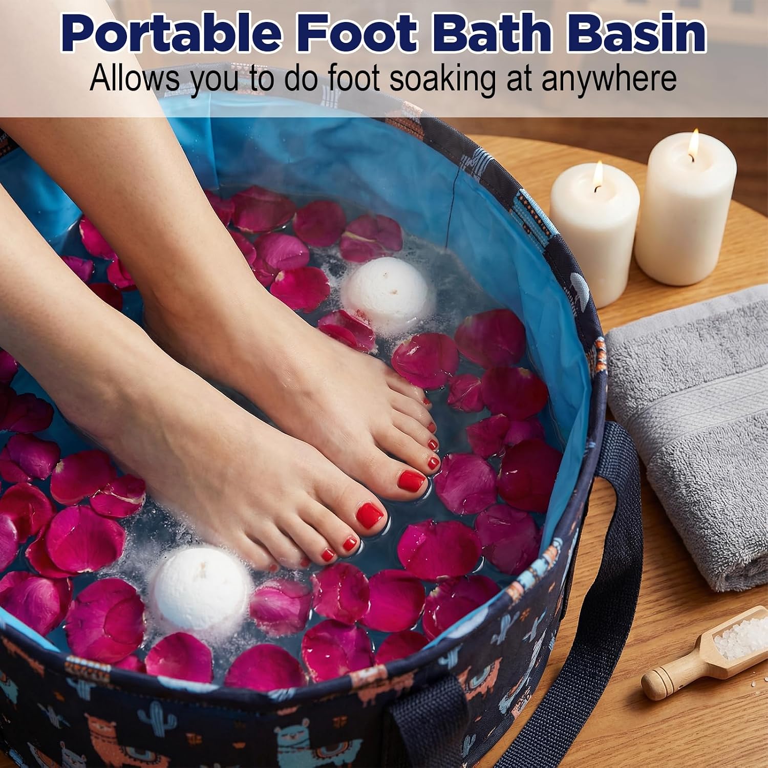 Yolev Foot Bucket for Soaking Feet Portable Foot Bath Basin 7.2 Inches High Travel Foot Tube for Soaking Feet Home Pedicure & Outdoor Camping Washing (Blue)