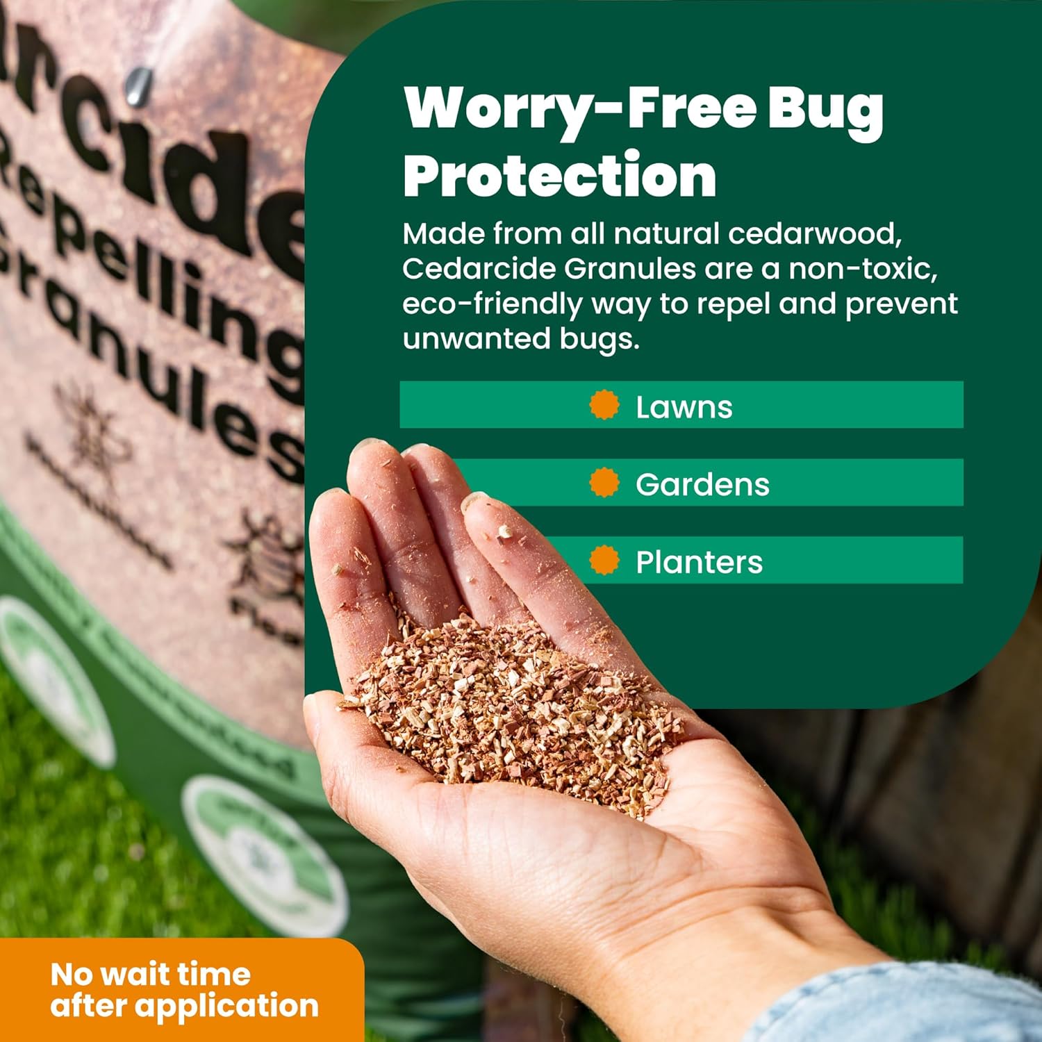 Cedarcide Insect Repelling Cedar Granules | Repels Fleas, Mosquitoes, Ants, Mites | Protect Your Lawn with a Cedar Barrier | Family & Pet Friendly | 8 Bags (64 Lbs)
