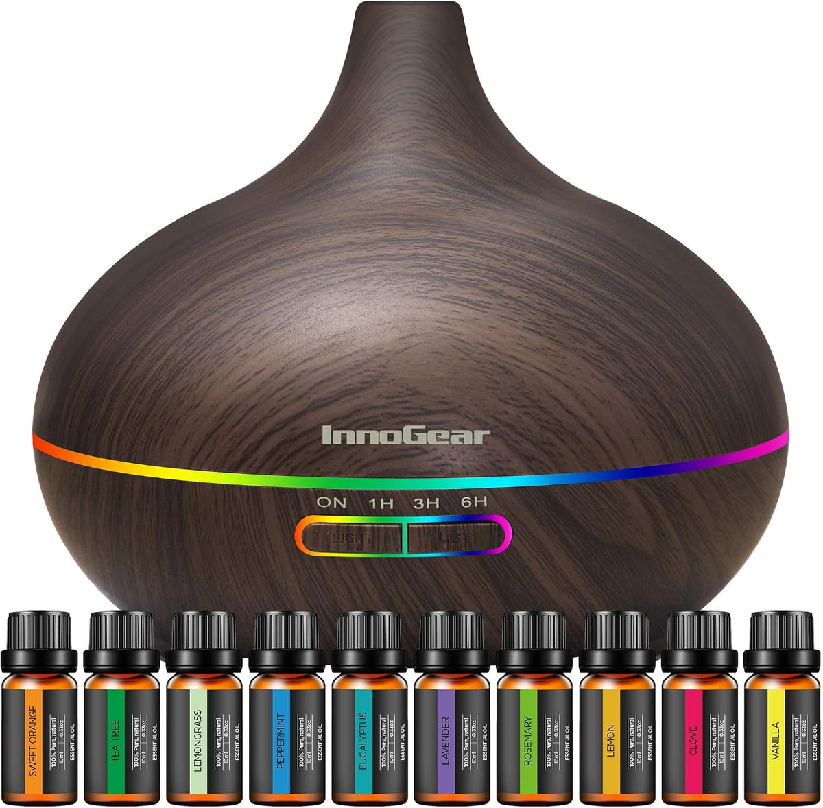 InnoGear 400ml Aromatherapy Essential Oil Diffuser 10 Oils Gift Set