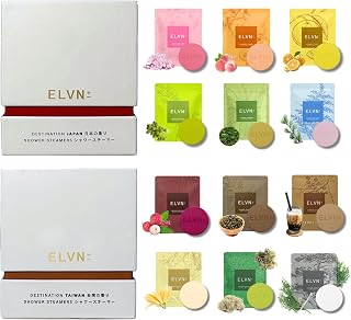 ELVN± Aromatherapy Shower Steamers - 12 Unique Japanese and Taiwan Scents - Natural Shower Bombs for Stress Relief, Focus & Sleep - Luxury Self Care Gifts for Women & Men - Sustainable Spa Kit