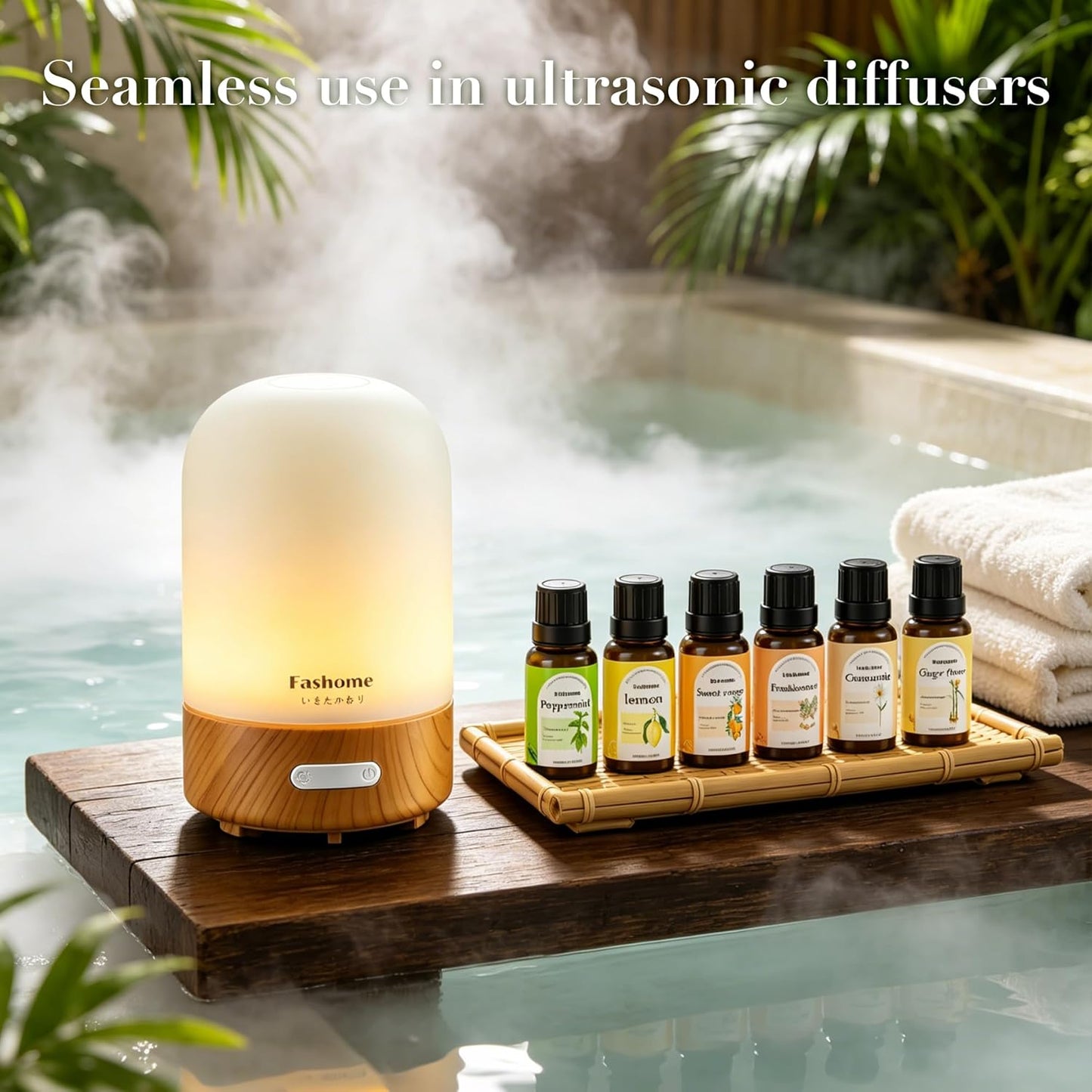 Fashome Essential Oil Blends Set for Diffuser - Energizing Citrus & Fresh Scent - Plant-Based Aromatherapy Oils for Home & DIY 6-Pack x 10ml (Peppermint, Lemon, Ginger,Orange, Magnolia, Chamomile)