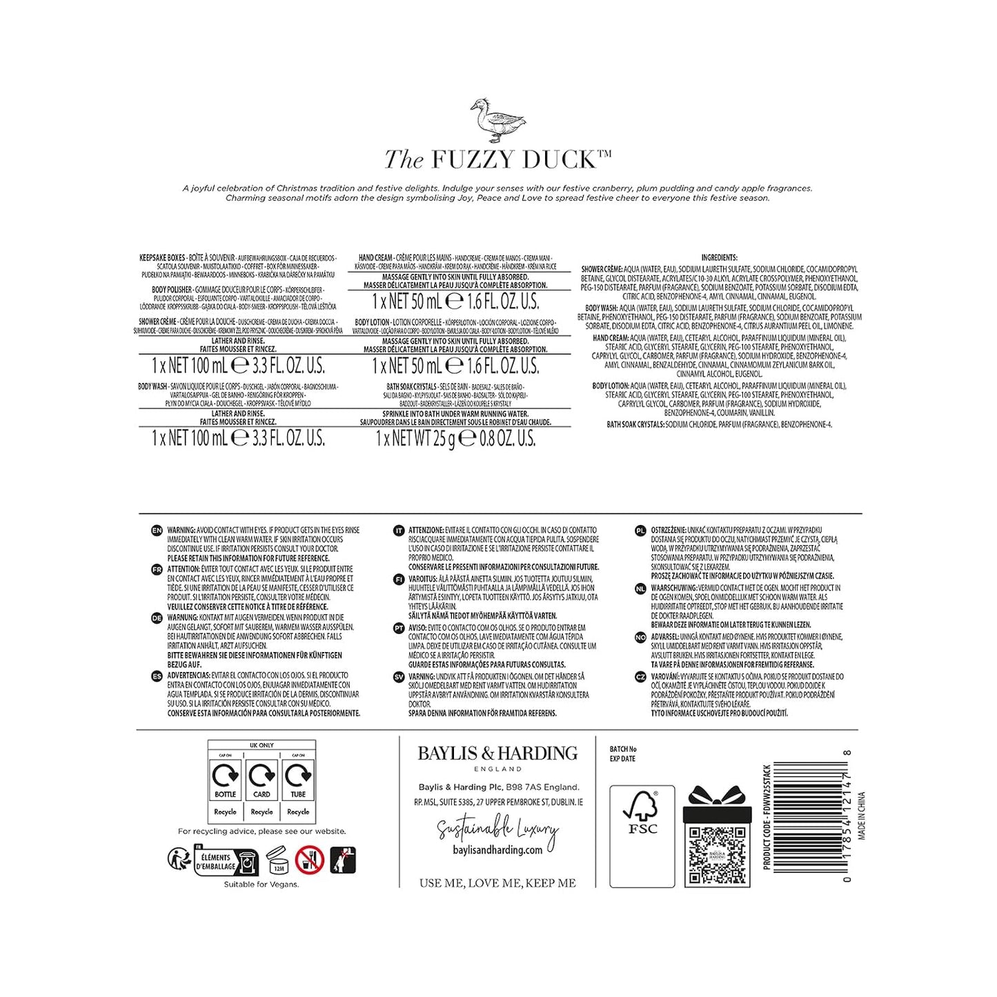 Baylis & Harding The Fuzzy Duck Winter Wonderland Luxury Pamper Present Gift Set For Women - Vegan Friendly