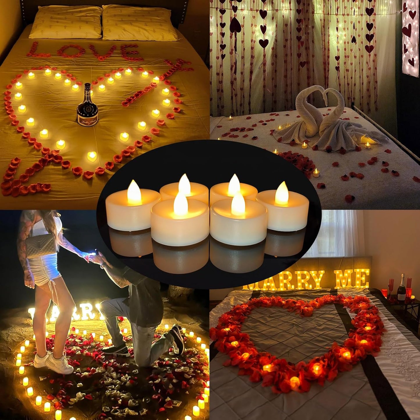 6 Pack Battery Operated Tea Lights Candles Flickering Flameless LED Lights, Long Lasting 200+ Hours Realistic Electric TeaLights Fake Plastic candles for Wedding, Centerpieces, Halloween, Christmas