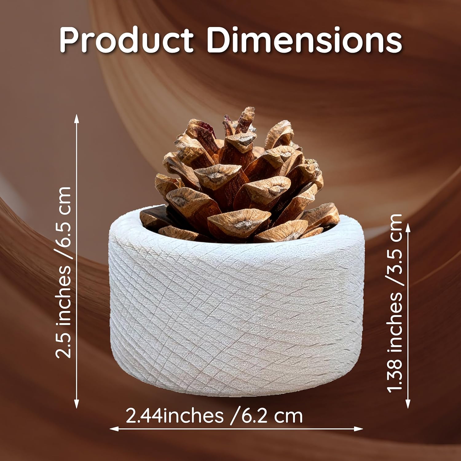 Wooden Essential Oil Diffuser - Small Cylinder Passive Diffuser, Beech Wood Aromatherapy Diffuser with Pine Cone & 20ml Essential Oils Great for Decorating at Desk, Office or Car