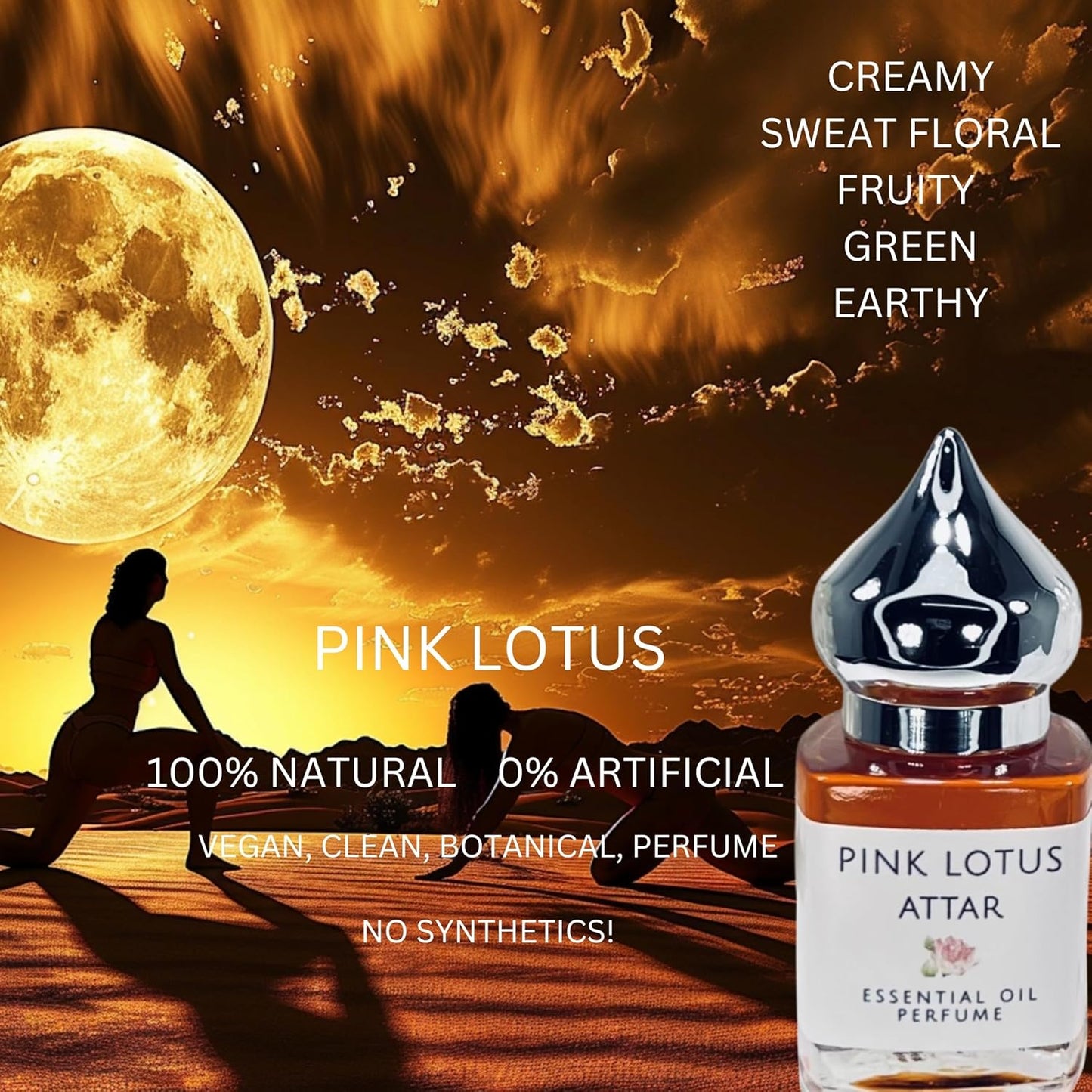 The Parfumerie Pink Lotus Attar ~8 ml~ Absolute ALL NATURAL CLEAN Essential Oil Perfum~Vegan~Alcohol Free~ Phthalate free~ Gluten Free~ Paraffin Free