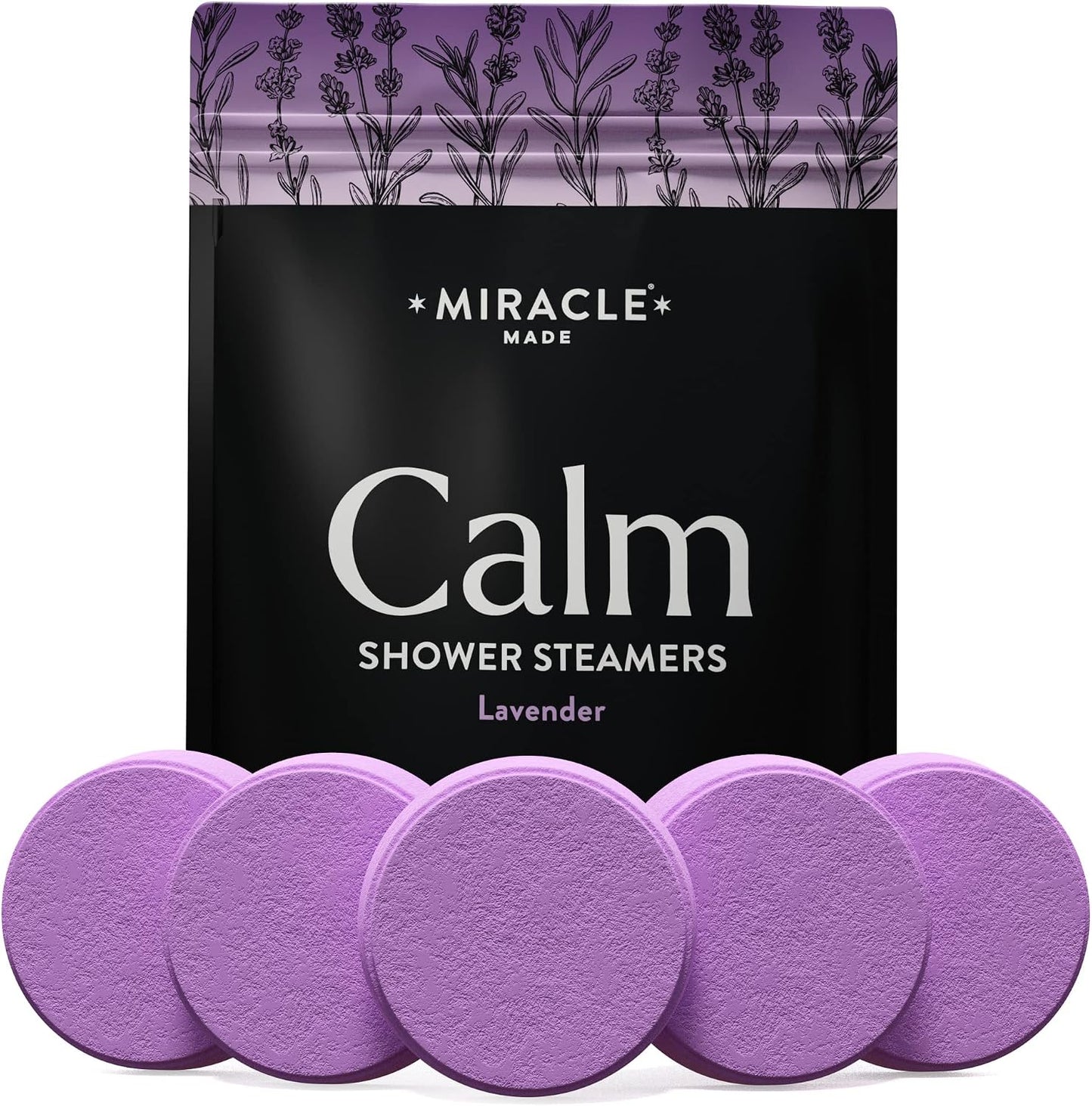 Miracle Made Lavender Aromatherapy Shower Steamers – Essential Oil Scented Shower Bombs for Relaxing, Calming Self-Care – 15 Shower Melt Tablets