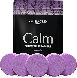 Miracle Made Lavender Aromatherapy Shower Steamers – Essential Oil Scented Shower Bombs for Relaxing, Calming Self-Care – 15 Shower Melt Tablets