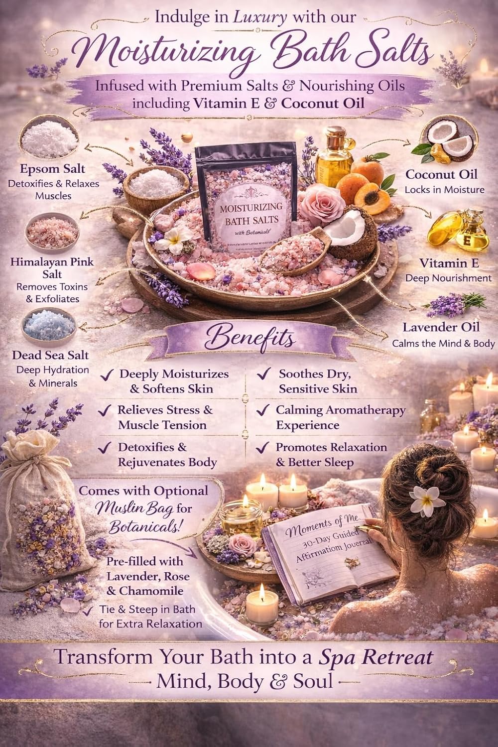 Moments of Me® Week 4 I Renew Ritual Bundle | Paradyce Bliss Candle & Comfort Bath Salt Set | Aromatherapy Self-Care Kit for Renewal, Relaxation & Emotional Reset