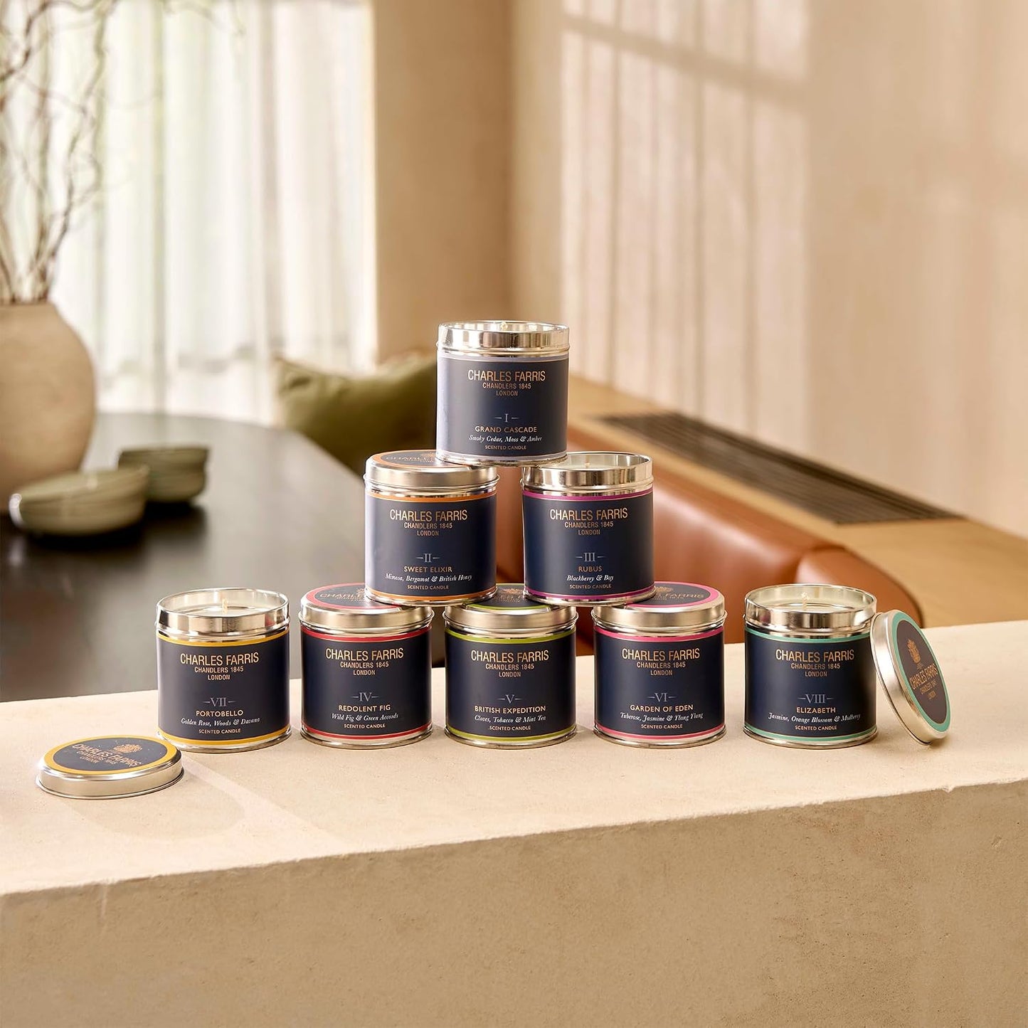 Charles Farris Luxury Scented Candle – Tin, Hand-Poured, Long Lasting, Clean Burning, 300g / 10.5oz, Burns for up to 40 Hours, Made in England – Tuberose, Jasmine & Ylang Ylang – Garden of Eden