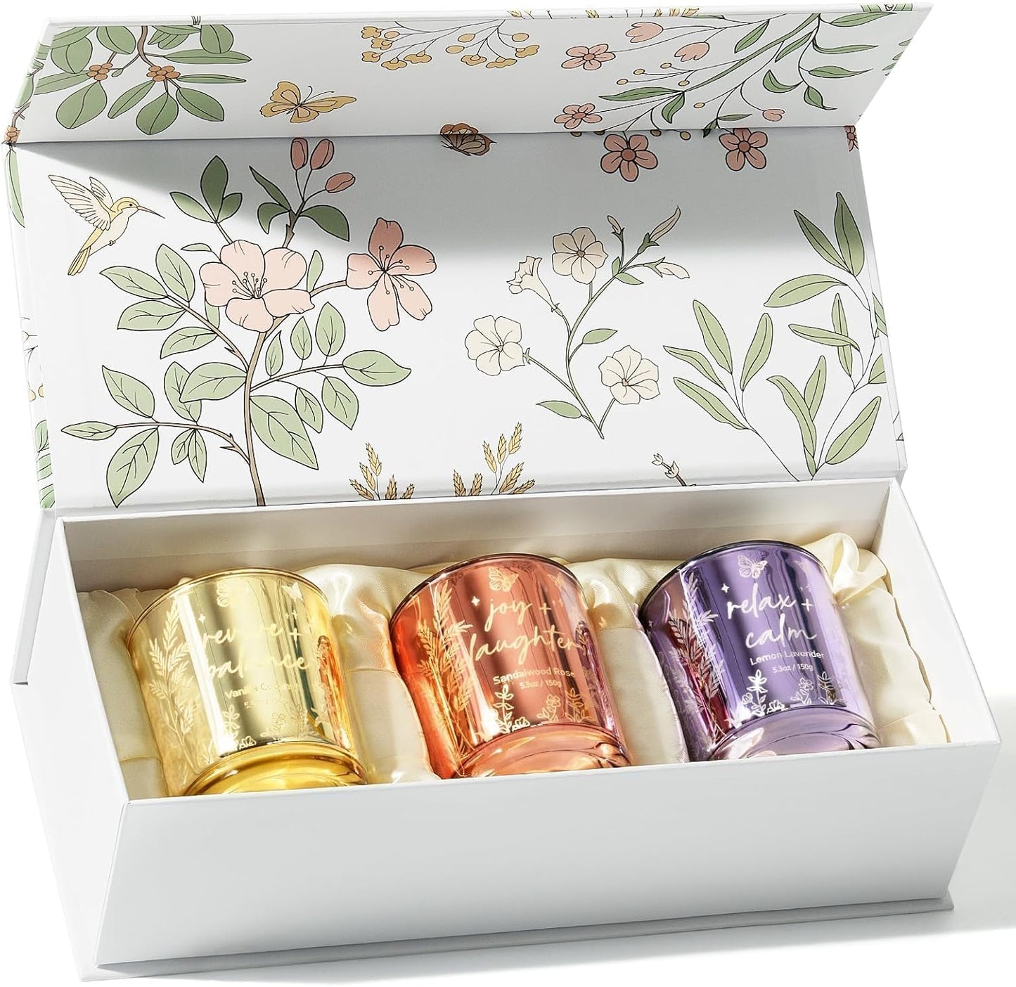 Scented Candles for Women, 3 Pack Candle Set Soy Candles for Home Scented Holiday Votive Candle Gifts Set, Mothers Day Birthday Gifts for Women Mom Her - Vanilla Coconut/Sandalwood Rose/Lemon Lavender