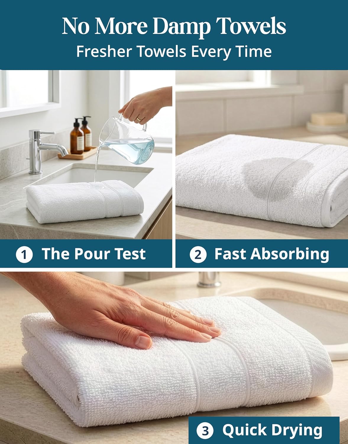 White Hand Towels for Bathroom - Pack of 6 (16"x28") 100% Cotton Hand & Face Towels - Soft, Durable, Quick Dry & Highly Absorbent, Fingertip Towel for Bathroom - Great for Gym, Salon, Spa & Family Use