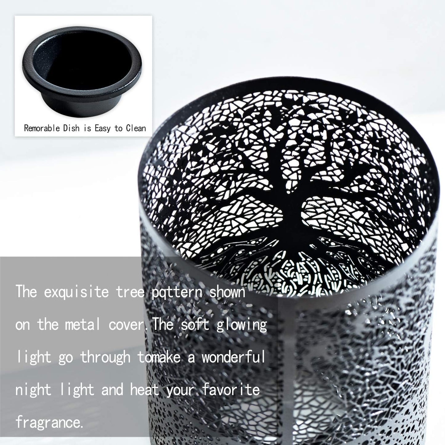 ASAWASA Metal Plug-in Wax Warmer with 1 pics Silicone Liner, Electric Wax Burner Melter Fragrance Warmer Night lamp,for Home Bedroom Kitchen Garage Gifts Décor Aromatherapy Spa (Banyan)