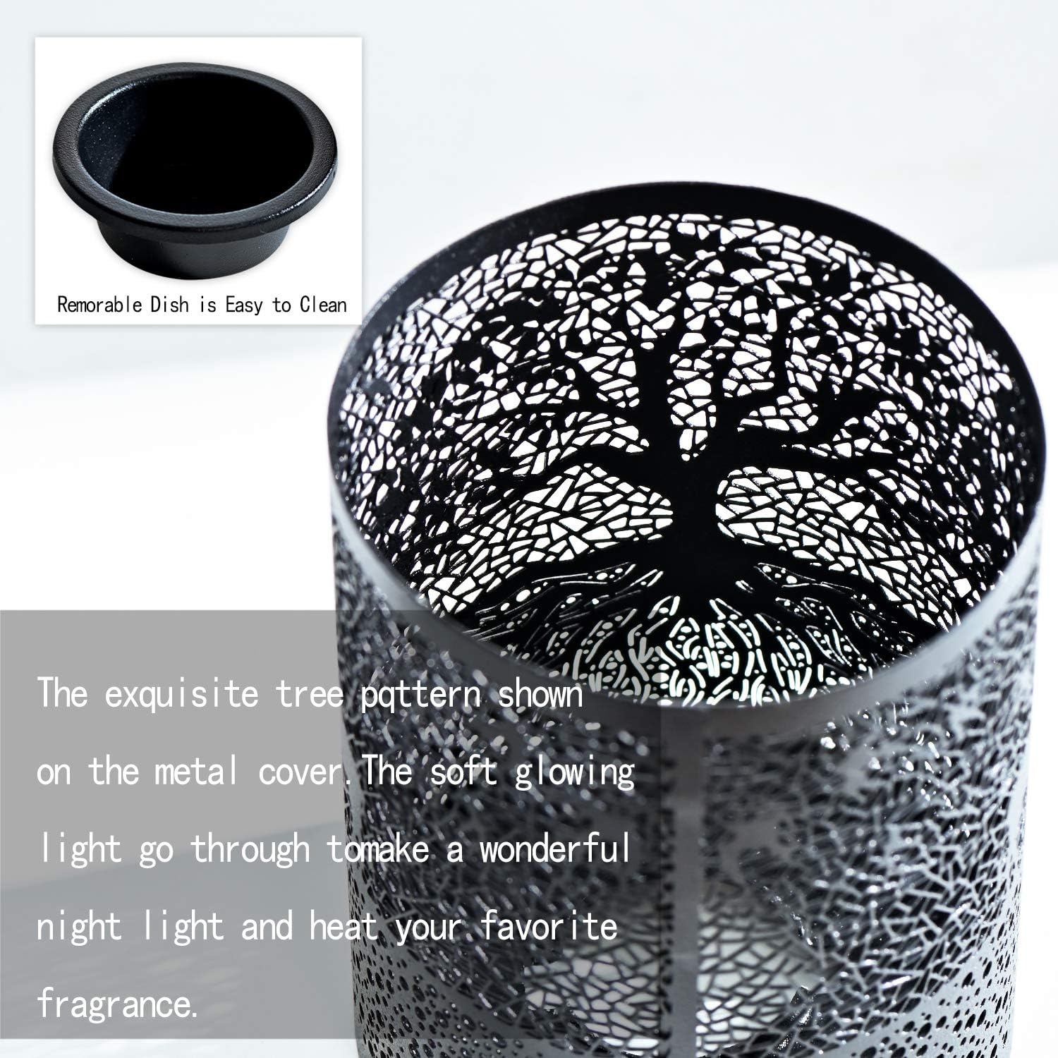 ASAWASA Metal Plug-in Wax Warmer with 1 pics Silicone Liner, Electric Wax Burner Melter Fragrance Warmer Night lamp,for Home Bedroom Kitchen Garage Gifts Décor Aromatherapy Spa (Banyan)