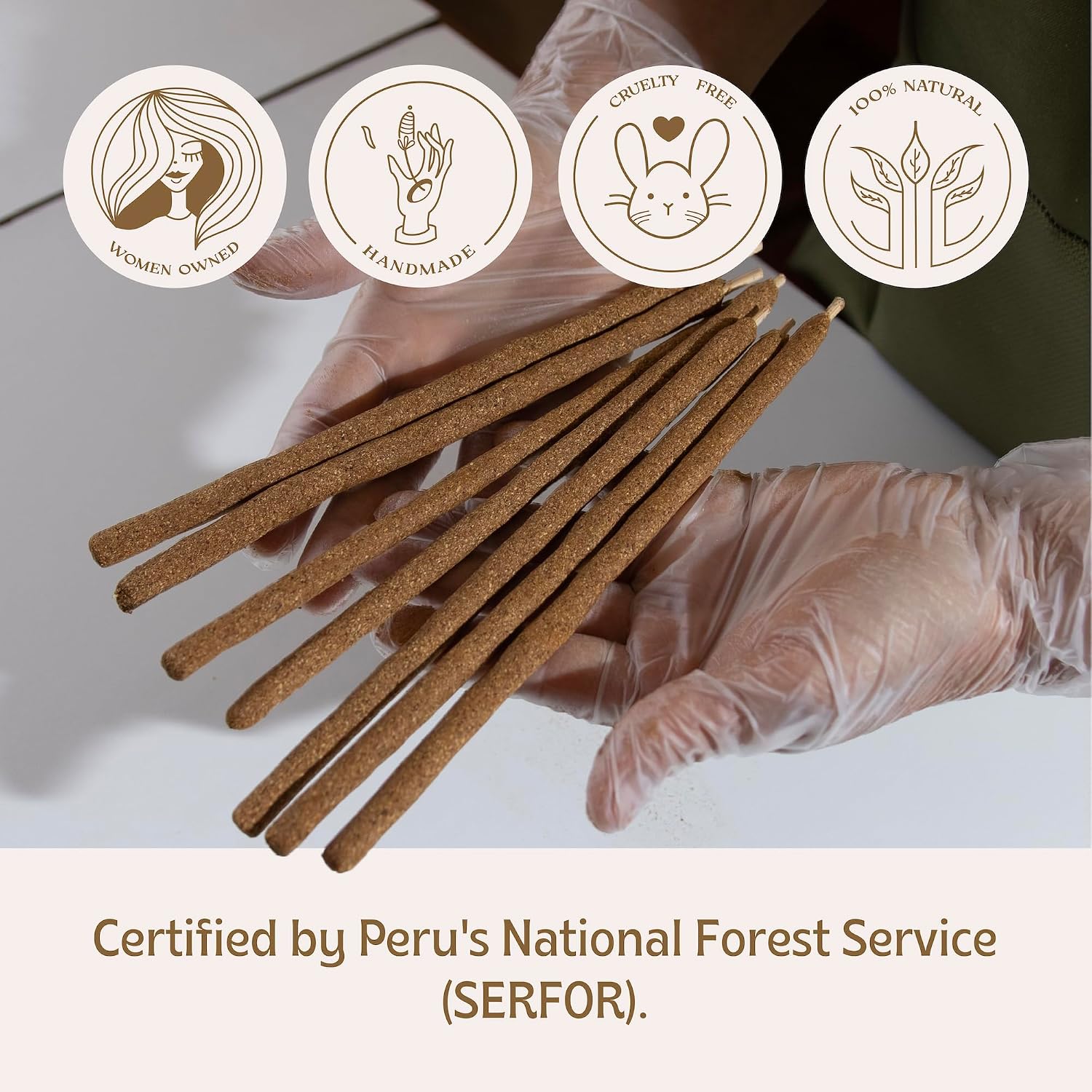 Luna Sundara Palo Santo Hand Rolled Incense Sticks, 6 Count | Hand rolled by Peruvian artisans using ground high-resin palo santo wood for a slow, aromatic burn.