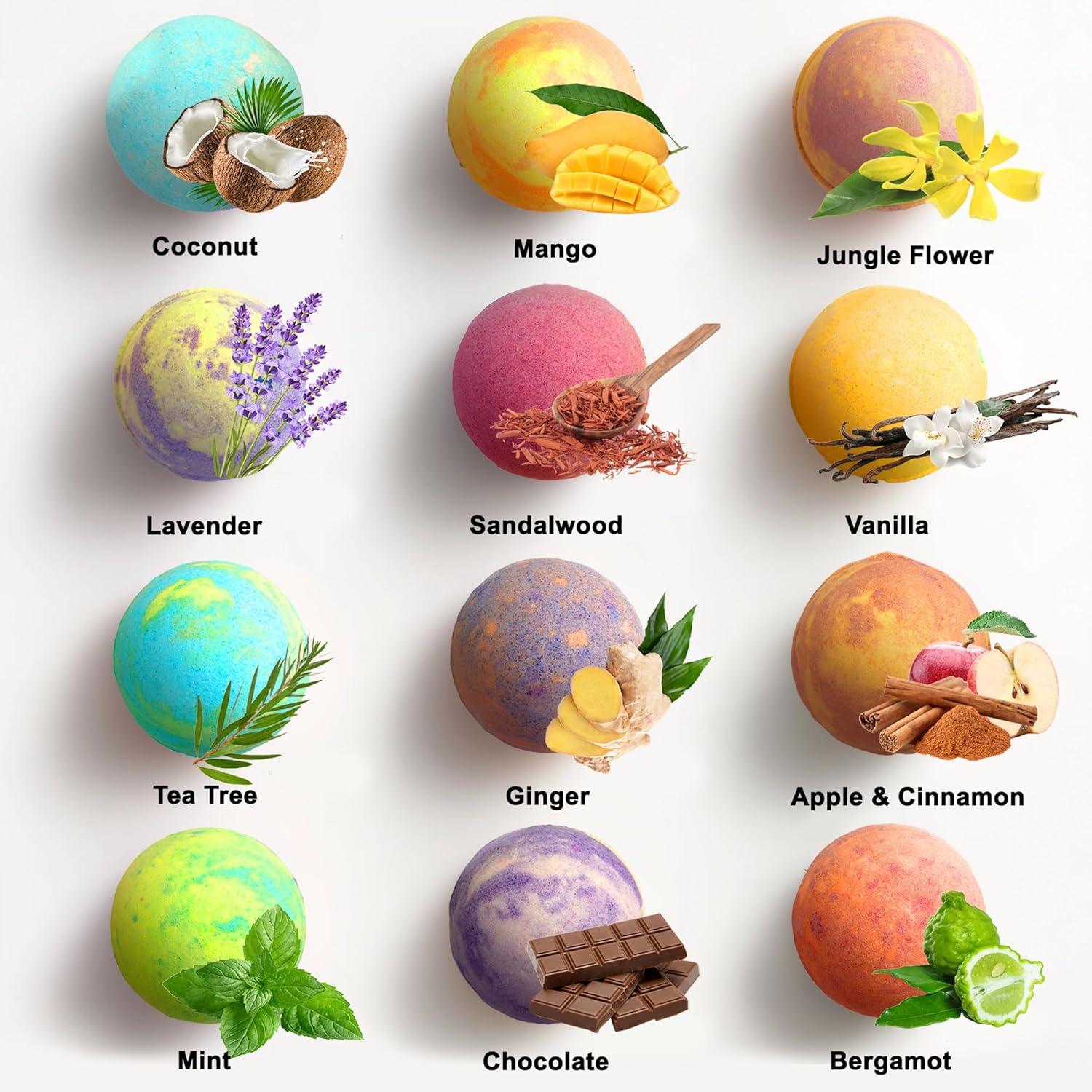 Aqua Elegante Luxury Bath Bombs for Men - Gift Set of 12 Large Bathbombs with Essential Oils, Shea Butter, Coconut Oil - No Stain, Natural, Vegan Moisturizing Spa Present for Dad, Husband, Boyfriend