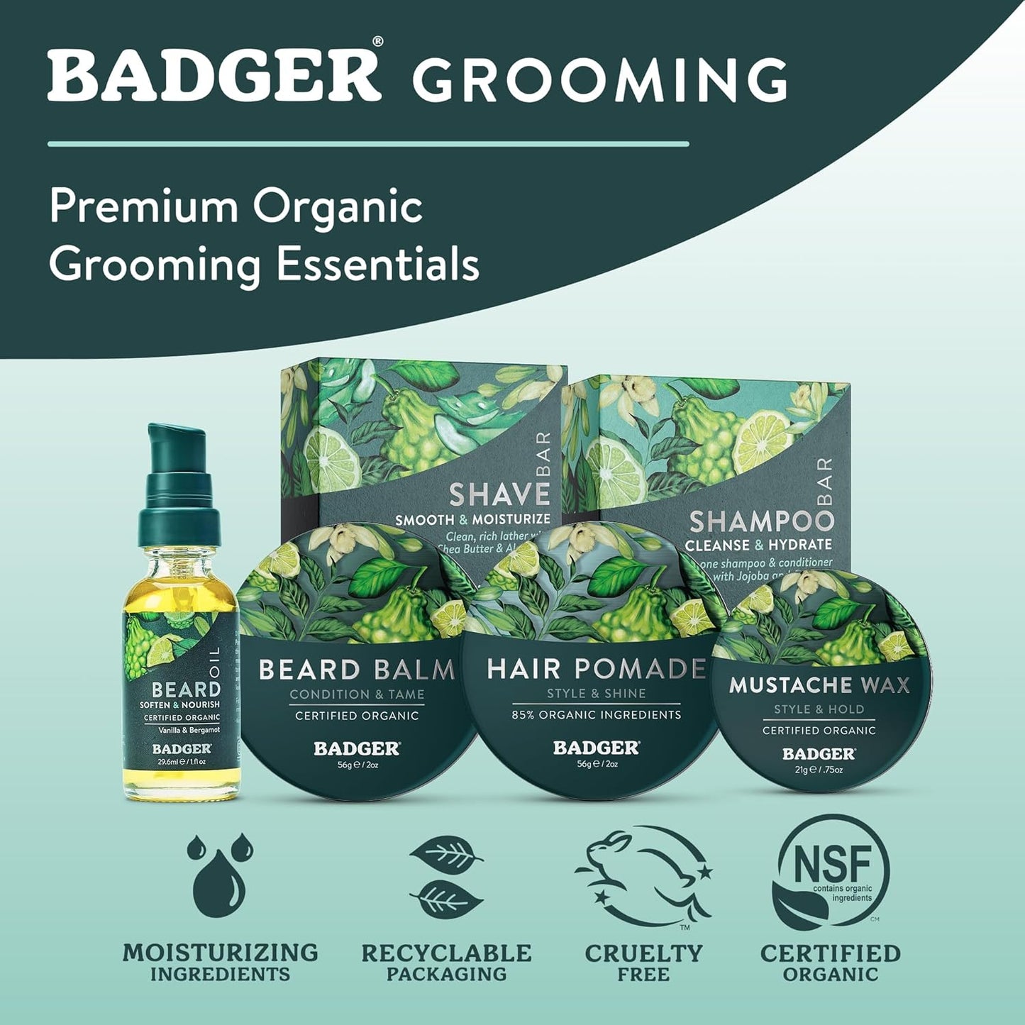 Badger Beard Oil, Babassu & Jojoba, Certified Organic, Premium Beard Conditioner, Beard Oil for Dry Skin, Beard Oil for Long Beards, Facial Hair Oil, 1 fl oz Glass Bottle